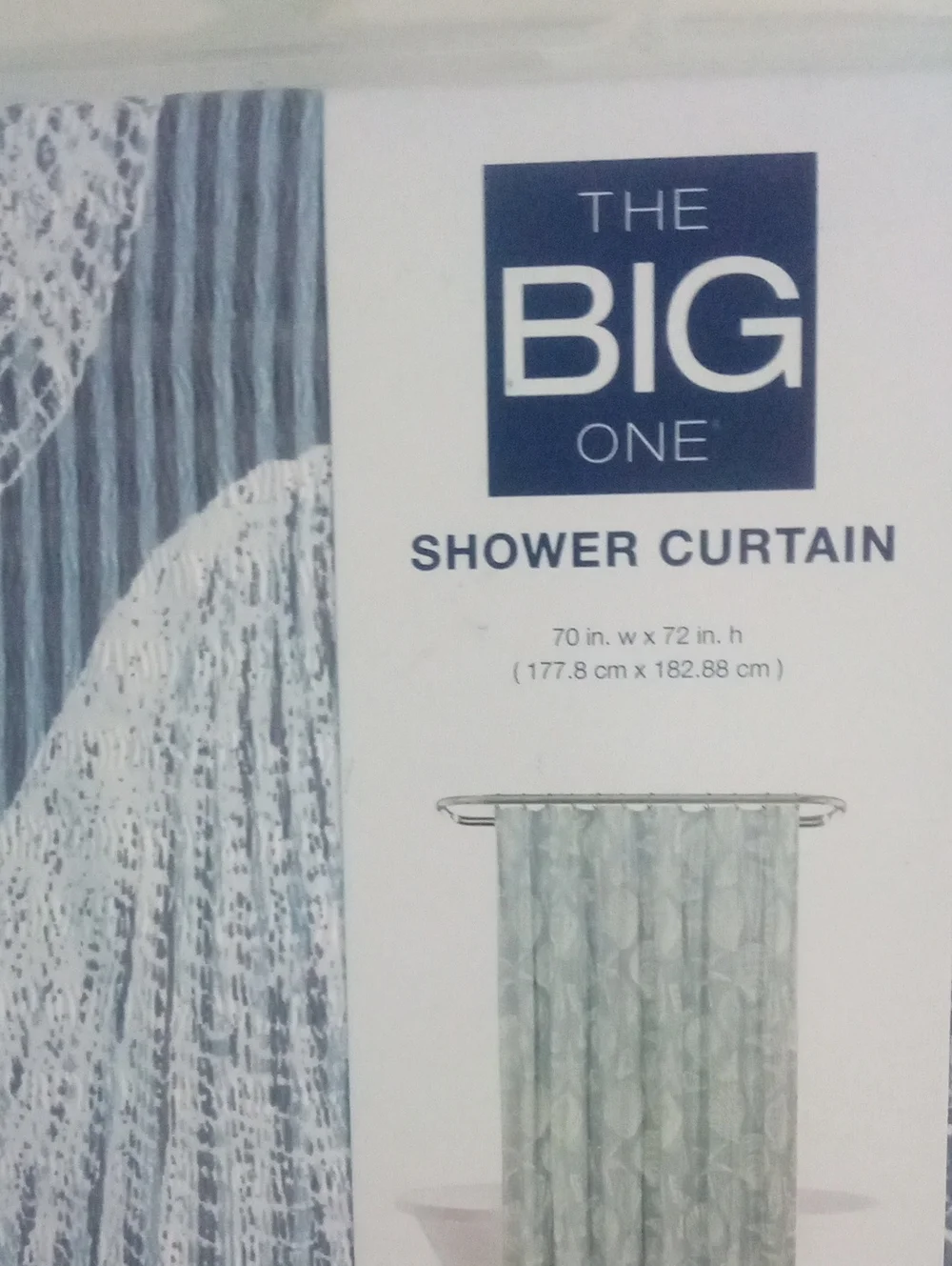 The Big One Blue Striped Shower Curtain - Nautical Shell Design New In Pkg